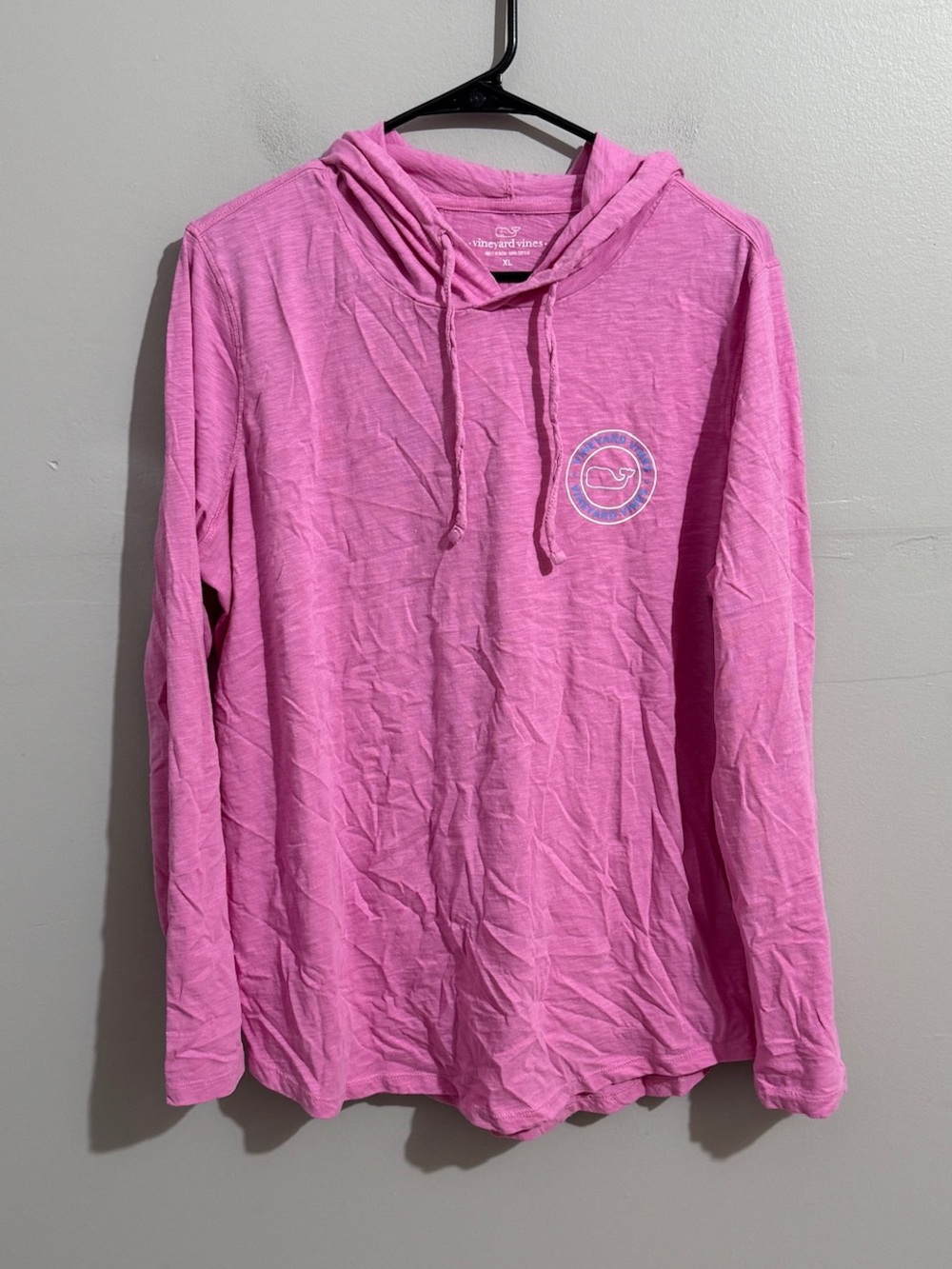Vineyard Vines Womens XL Pink Lightweight Hoodie Long Sleeve Whale Logo Shirt